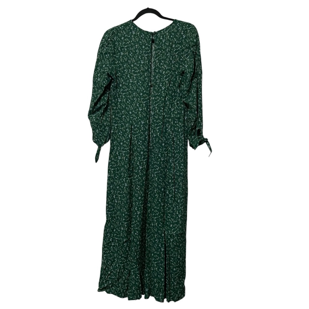 Reformation Green  Zelda Midi Dress Floral‎ Tie Sleeve Button Prairiecore Size 8 - Picture 8 of 15